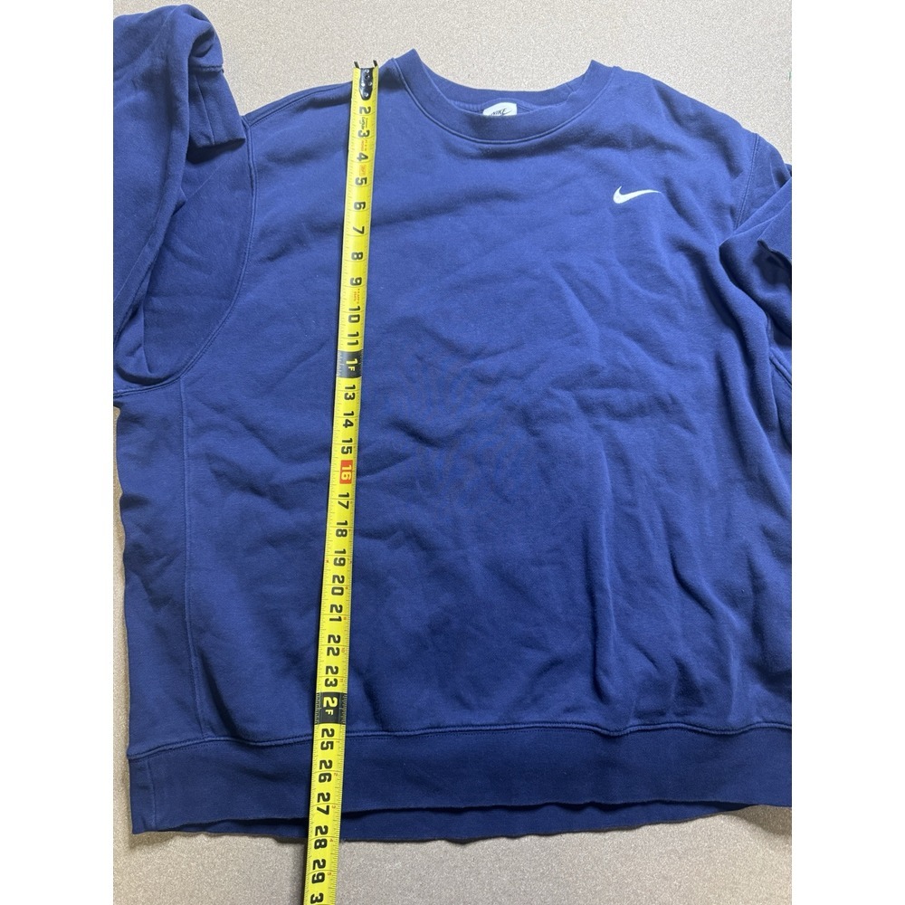 VTG 90s Nike Sweatshirt XxL Large‎ Crewneck Navy Embroidered Swoosh Made in USA - Picture 3 of 7
